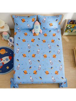 Story@Home - Kids Space Adventure Microfiber 180 TC Double Size Bedsheet with 2 Pillow Covers