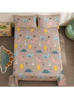 Story@Home - Kids Dinosaur World Microfiber 180 TC Double Size Bedsheet with 2 Pillow Covers