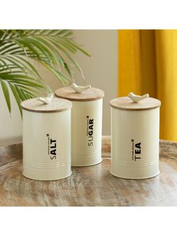 ExclusiveLane - White Doves Handcrafted Multi Utility Jars In Iron (Pack of 3)