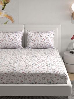 Florida - Premium Pastel Floral Printed 100% Percale Cotton King Bedsheet (King)