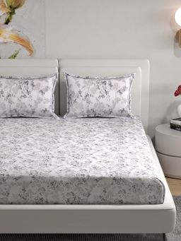 Florida - Premium Pastel Floral Printed 100% Percale Cotton King Bedsheet (King)