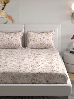 Florida - Premium Pastel Floral Printed 100% Percale Cotton King Bedsheet (King)
