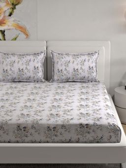 Florida - Premium Pastel Floral Printed 100% Percale Cotton King Bedsheet (King)
