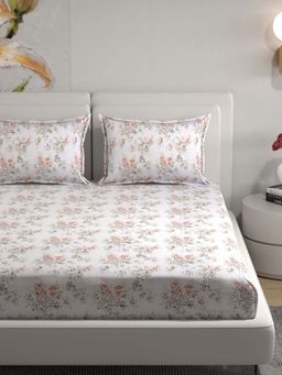 Florida - Premium Pastel Floral Printed 100% Percale Cotton King Bedsheet (King)
