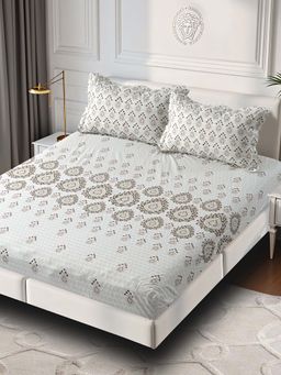 Florida - Ethnic Print Cotton King Size Coordinated Summer Bedsheet (King)