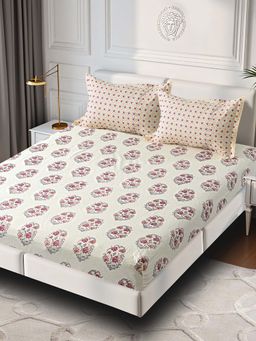 Florida - Ethnic Print Cotton King Size Coordinated Summer Bedsheet (King)