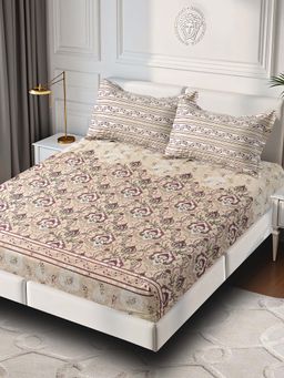Florida - Ethnic Print Cotton King Size Coordinated Summer Bedsheet (King)