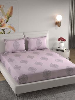 Florida - Microfiber Lavender & Black Paisley King Bedsheet with Pillow Covers