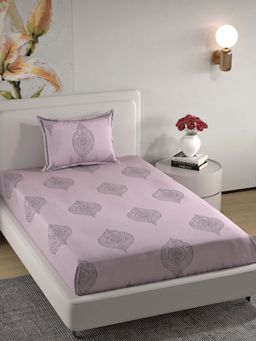 Florida - Microfiber Lavender & Black Paisley Single Bedsheet Set (160x228 cm)