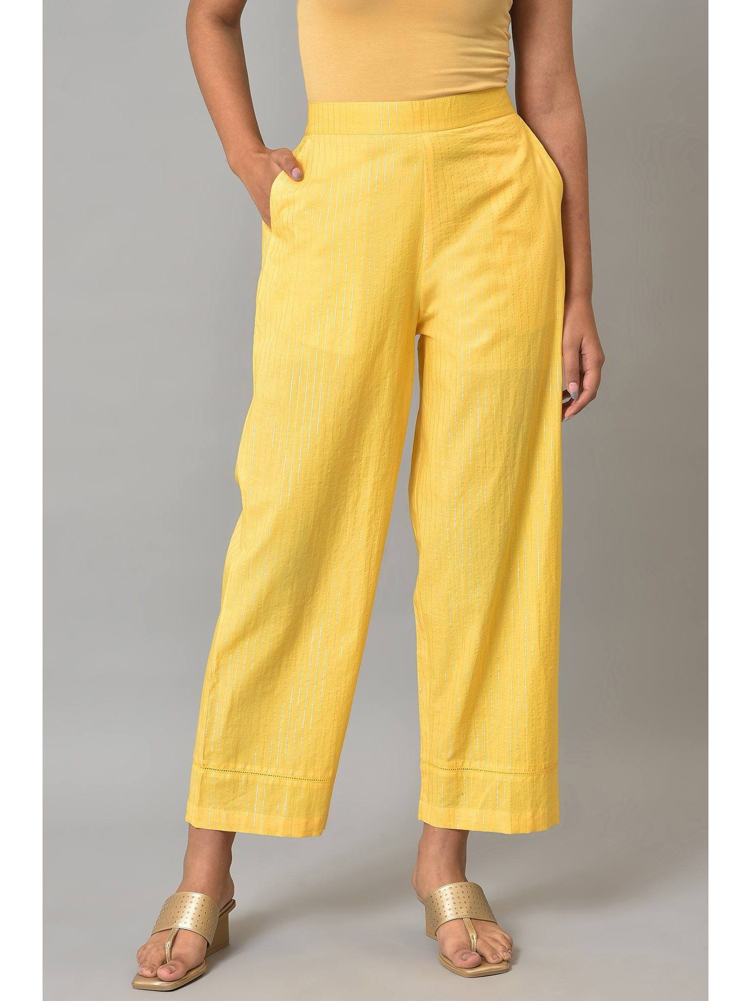 aurelia Yellow Straight Fit Women Palazzo-picture-39