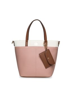 Anne Klein - Rose Pink and White Top Handled Bucket Bag