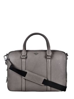 Eske - Unisex Marc 16 Grey Textured Leather Messenger Laptop Bag with Adjustable Strap