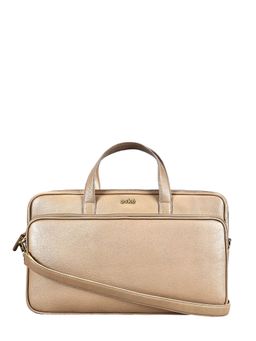 Eske - Unisex Elise 15 Gold Solid Leather Unisex Laptop Messenger Bag with Shoulder Strap
