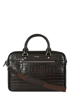 Eske - Unisex Will Brown Printed 13 Genuine Leather Laptop Bag with Shoulder Strap