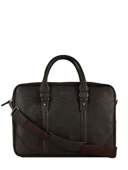 Eske - Unisex Morris 13 Brown Textured Leather Laptop Messenger Bag with Shoulder Strap