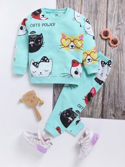 Toonyport - Boys Blue Printed Full Sleeve Sweatshirt and Joggers (Set of 2)