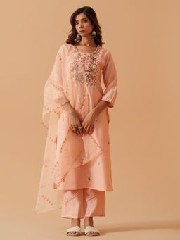 Gahan - Round Neck Embroidered Kurta with Pants & Dupatta