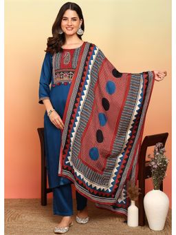 Gahan - Floral Yoke Design Sequinned Art Silk Straight Kurta with Pant & Dupatta