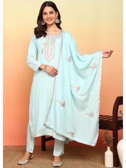 Gahan - Floral Yoke Design Sequinned Art Silk Straight Kurta with Pant & Dupatta