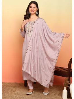 Gahan - Floral Yoke Design Sequinned Art Silk Straight Kurta with Pant & Dupatta