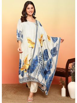 Gahan - Floral Yoke Design Sequinned Art Silk Straight Kurta with Pant & Dupatta