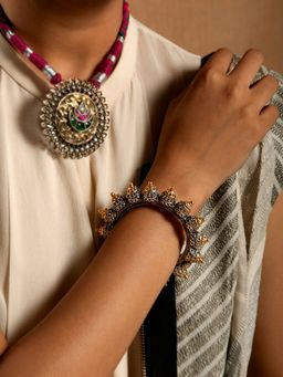 Neeta Boochra - 925 Sterling Silver Two Tone 22K Gold Plated Bangle