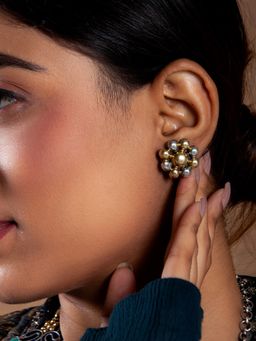 Neeta Boochra - 925 Sterling Silver Two Tone 22K Gold Plated Earring
