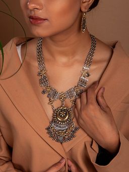 Neeta Boochra - 925 Sterling Silver Two Tone 22K Gold Plated Necklace