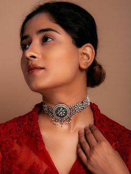 Neeta Boochra - 925 Sterling Silver Two Tone 22K Gold Plated Pearl Beaded Necklace