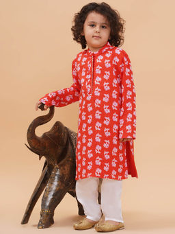 PICCOLO - Printed Kurta & Pyjama Red (Set of 2)