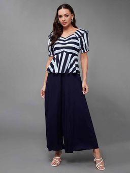 Miss Chase - Womens Multicolored Sweet-Heart Neck Half-Sleeve Jumpsuit