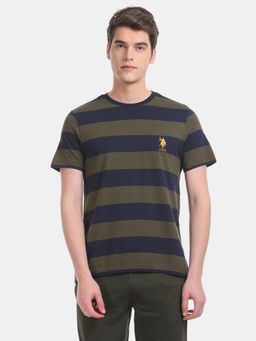 U.S. POLO ASSN. - Men Olive And Navy I688 Comfort Fit Stripe Cotton T-shirt