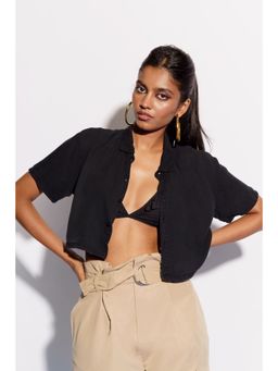 FREAKINS - Jet Black Cropped Shirt
