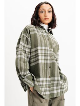 FREAKINS - Oversized Green Checks Shirt