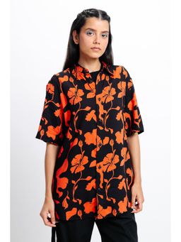FREAKINS - Black Printed Viscose Shirt