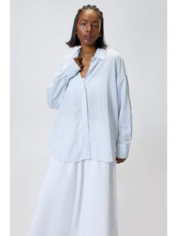FREAKINS - Womens Relaxed Fit Viscose Shirt White and Blue