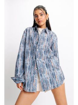 FREAKINS - Women Blue Stripe Shirt