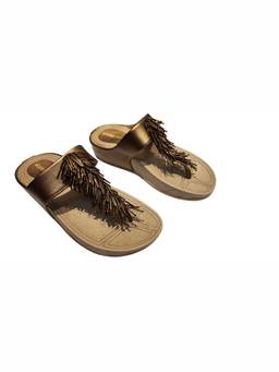 D'Shoe Lounge - Gold Stylish Slip-On T-Straps Flats