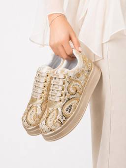 RETTROSE - Beige Heritage Wedding Platform Sneakers