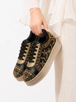 RETTROSE - Black Zareen Embroidered Wedding Sneakers