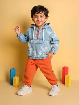 Tales & Stories - Boys Light Blue Cotton Hooded Shirt