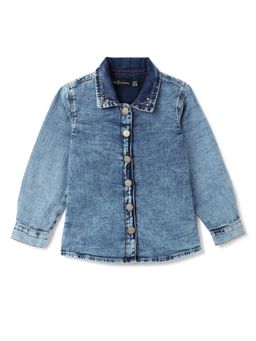 Tales & Stories - Girls Blue Printed Casual Co Ords (Set of 2)