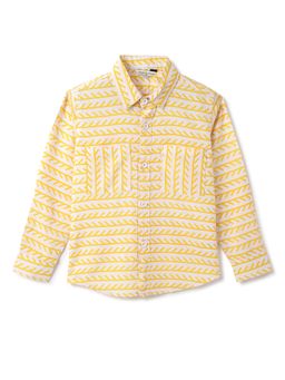 Tales & Stories - Boys Yellow Printed Viscose Full Sleeve Shirt