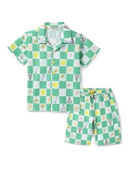 Tales & Stories - Boys Green and White Checked Cotton Co Ords (Set of 2)