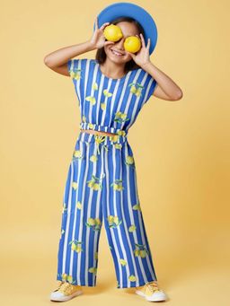 Tales & Stories - Girls Blue Printed Casual Co Ords (Set of 2)