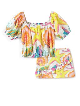 Tales & Stories - Girls Multi-Color Cotton Printed Co Ords (Set of 2)