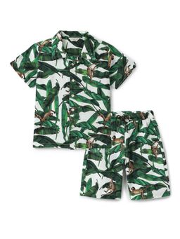 Tales & Stories - Boys Green Cotton Graphic Printed Co Ords (Set of 2)