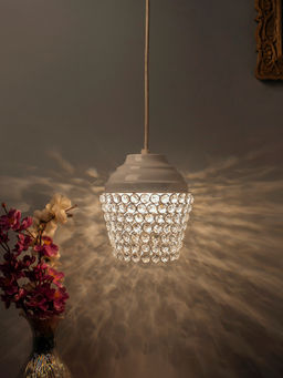 Homesake - White Crystal Hanging Lantern Ceiling Light