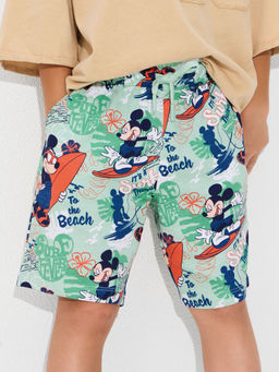 The Souled Store - Official Mickey Mouse: Surf Vibes Boys Green Shorts