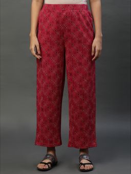 Aurelia - Dark Pink Printed Winter Narrow Palazzo